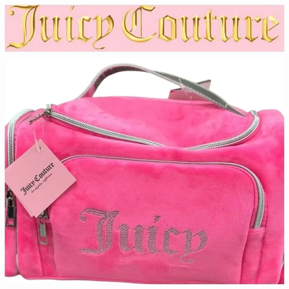 Juicy‎ Couture Ombre Rhinestone Logo Velour Hanging Cosmetic Bag
